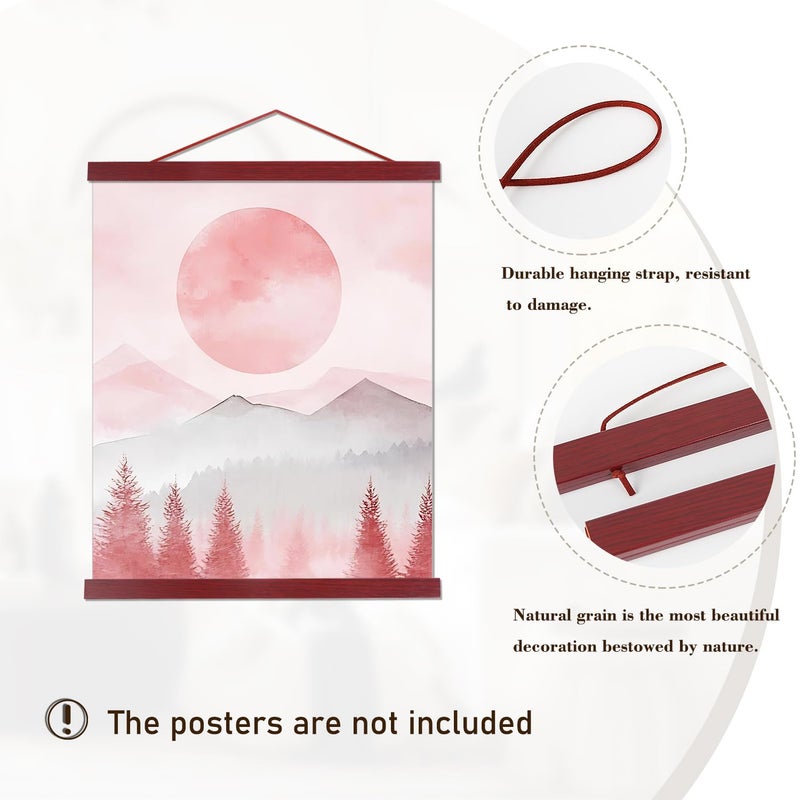 Artmag Magnetic Poster Hanger Frame, 8x10 8x12 8x24 Light Wood Wooden Magnet Canvas Artwork Print Poster Hangers Frames Hanging Kit (Mahogany, 8") - Image 2